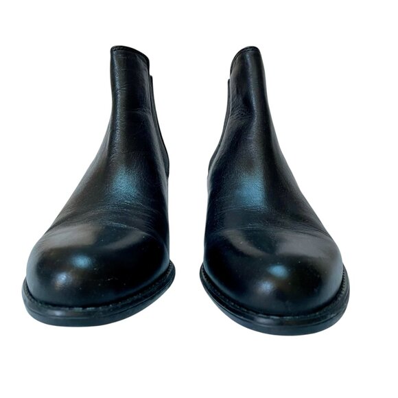 NWOT Franco Sarto Cambridge Black Leather Chelsea Boot Womens 7.5M Stacked Heel - Picture 7 of 8